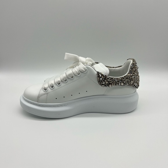 Alexander McQueen Larry Oversized Sneakers White Silver Crystals Size 37 US 7 - Picture 5 of 10